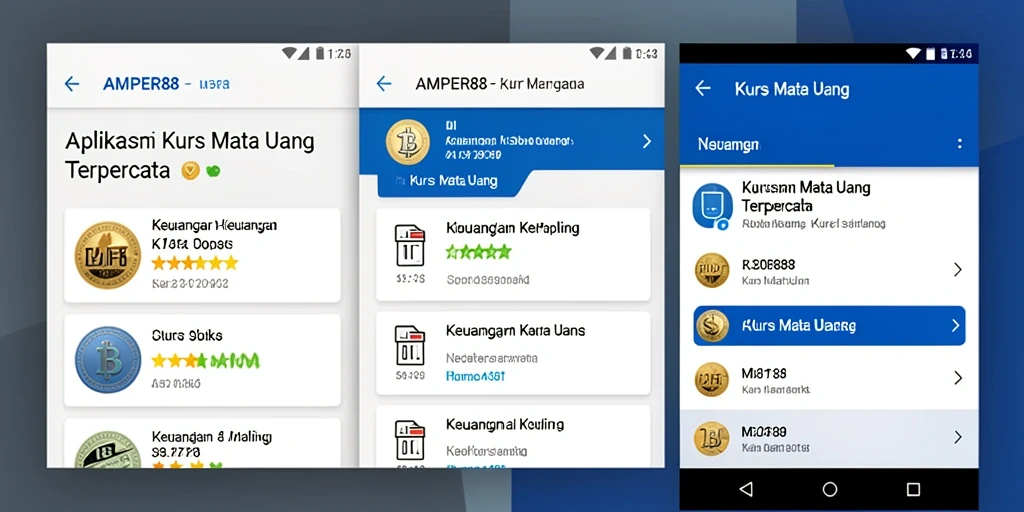 Tampilan antarmuka AMPER88 yang menampilkan nilai tukar mata uang secara real-time.