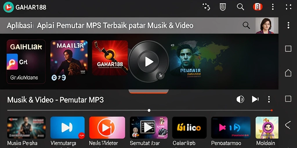 Tampilan antarmuka GAHAR188 saat memutar lagu dengan fitur lirik.