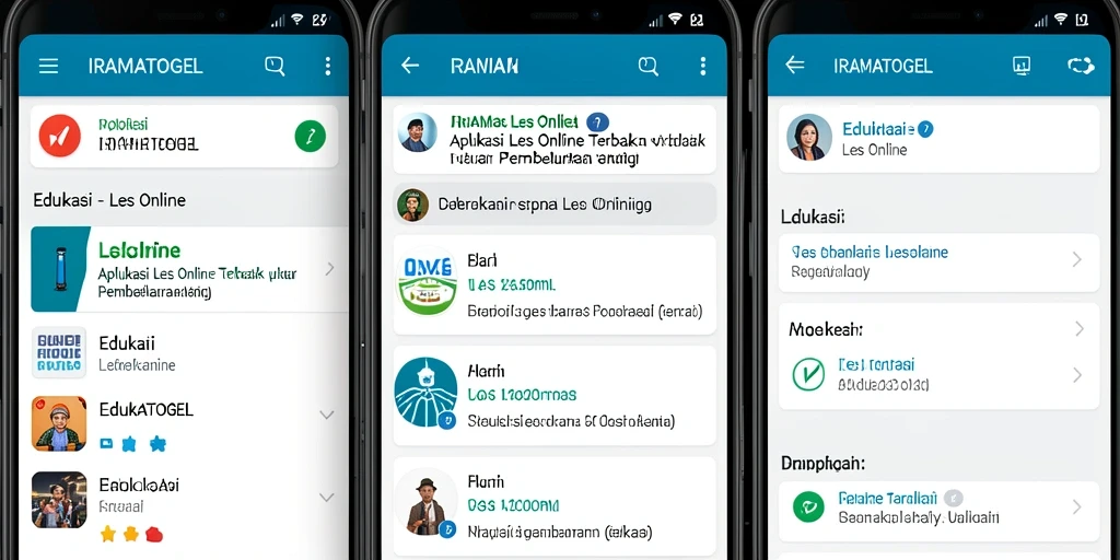 Antarmuka aplikasi IRAMATOGEL yang intuitif dan menarik untuk Les Online.