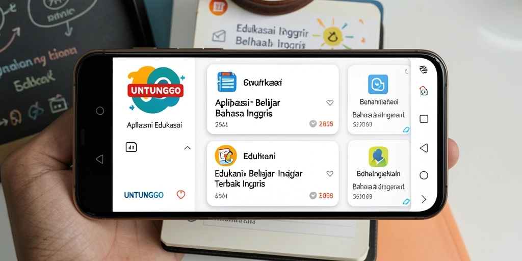 Tampilan antarmuka UNTUNGGO yang menarik untuk belajar Bahasa Inggris.