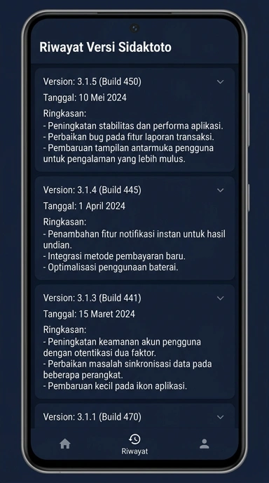 Tampilan riwayat versi sidaktoto